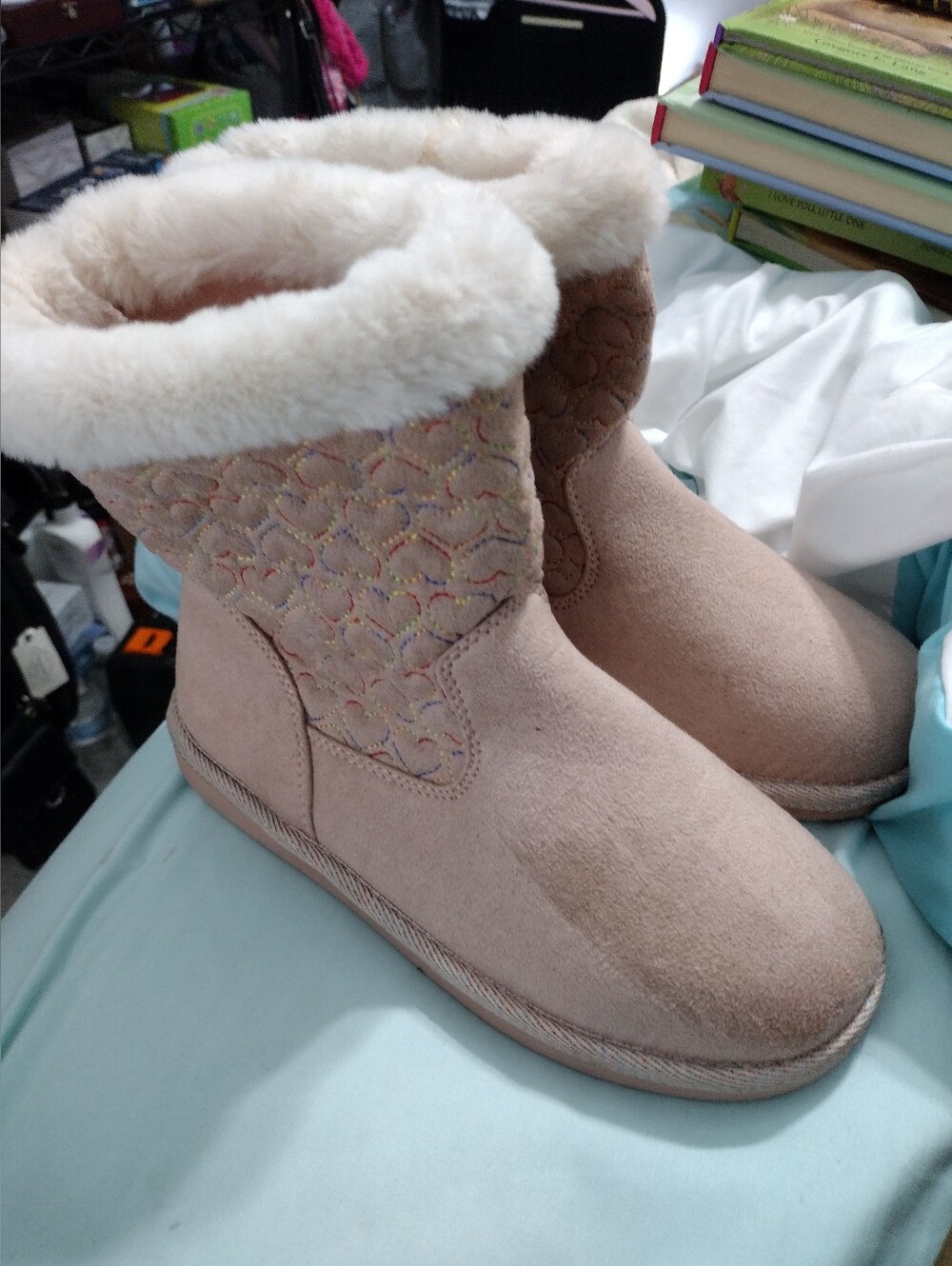 Boots Ankle Faux Suede Light Pink SO Sz 3 Girls New No Tags